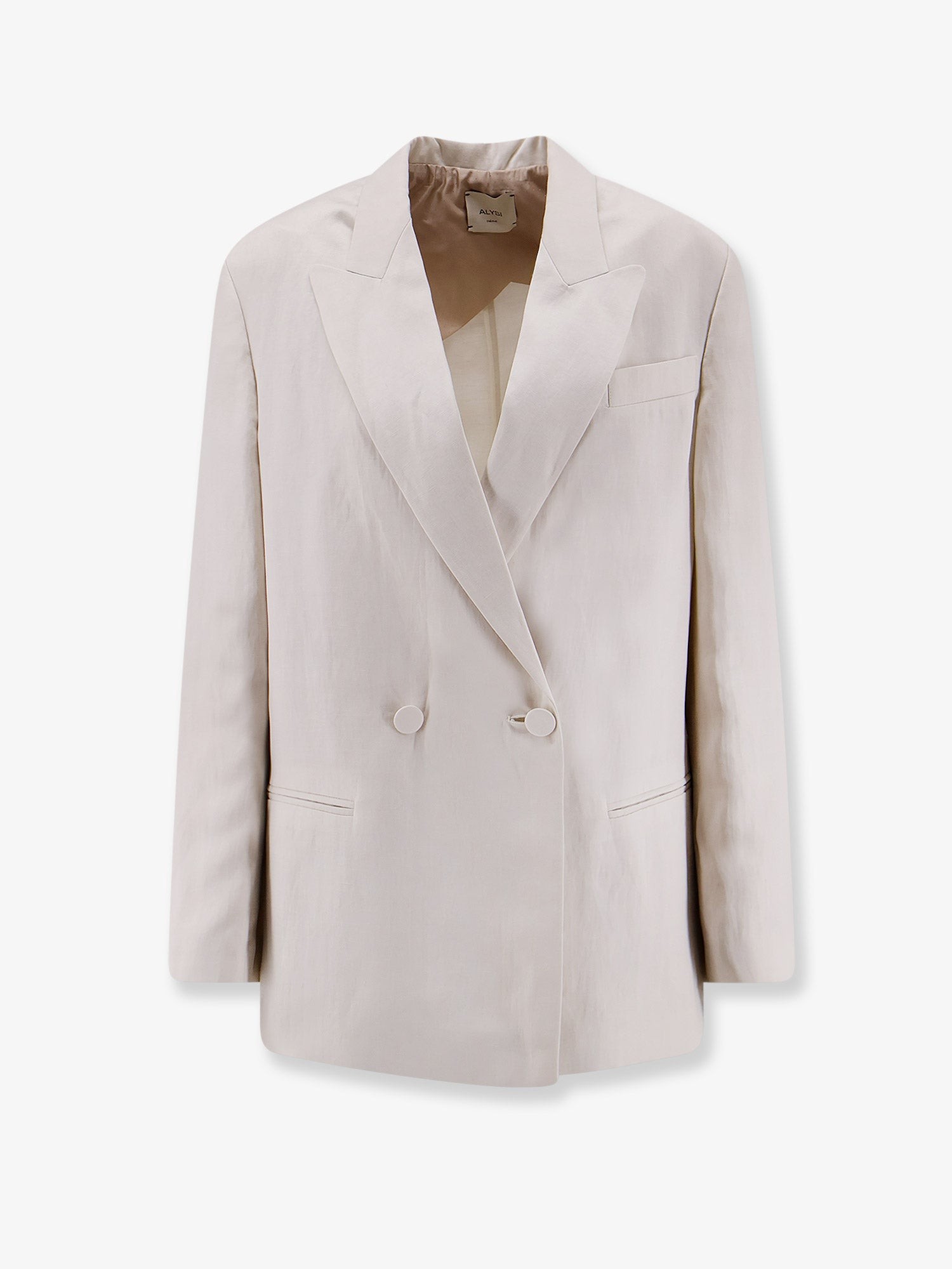 Double-breasted lyocell and linen blazer