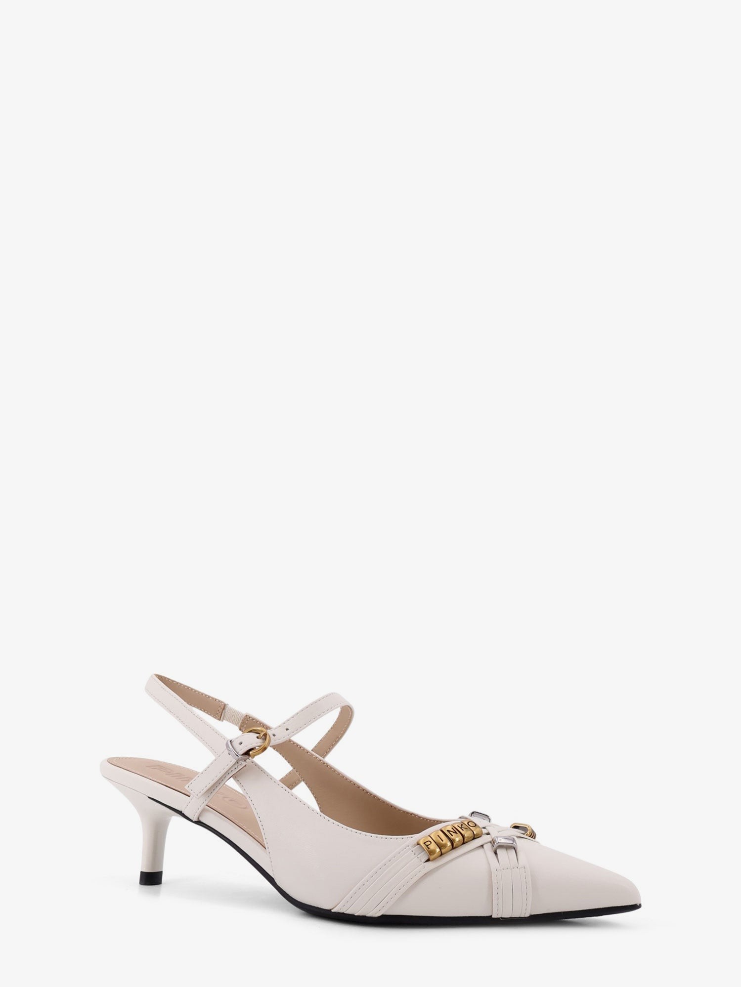 Gloria 18 leather pump with metal lettering detail - Image 2