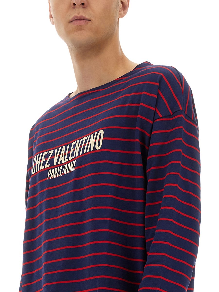 LONG SLEEVE T-SHIRT WITH "CHEZ VALENTINO" PRINT - Image 4