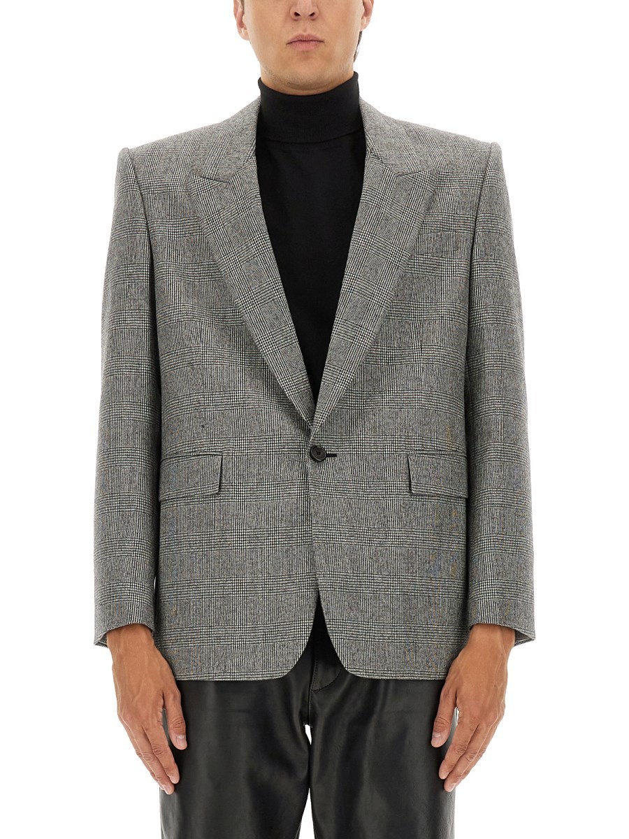 SINGLE-BREASTED WOOL FLANNEL JACKET