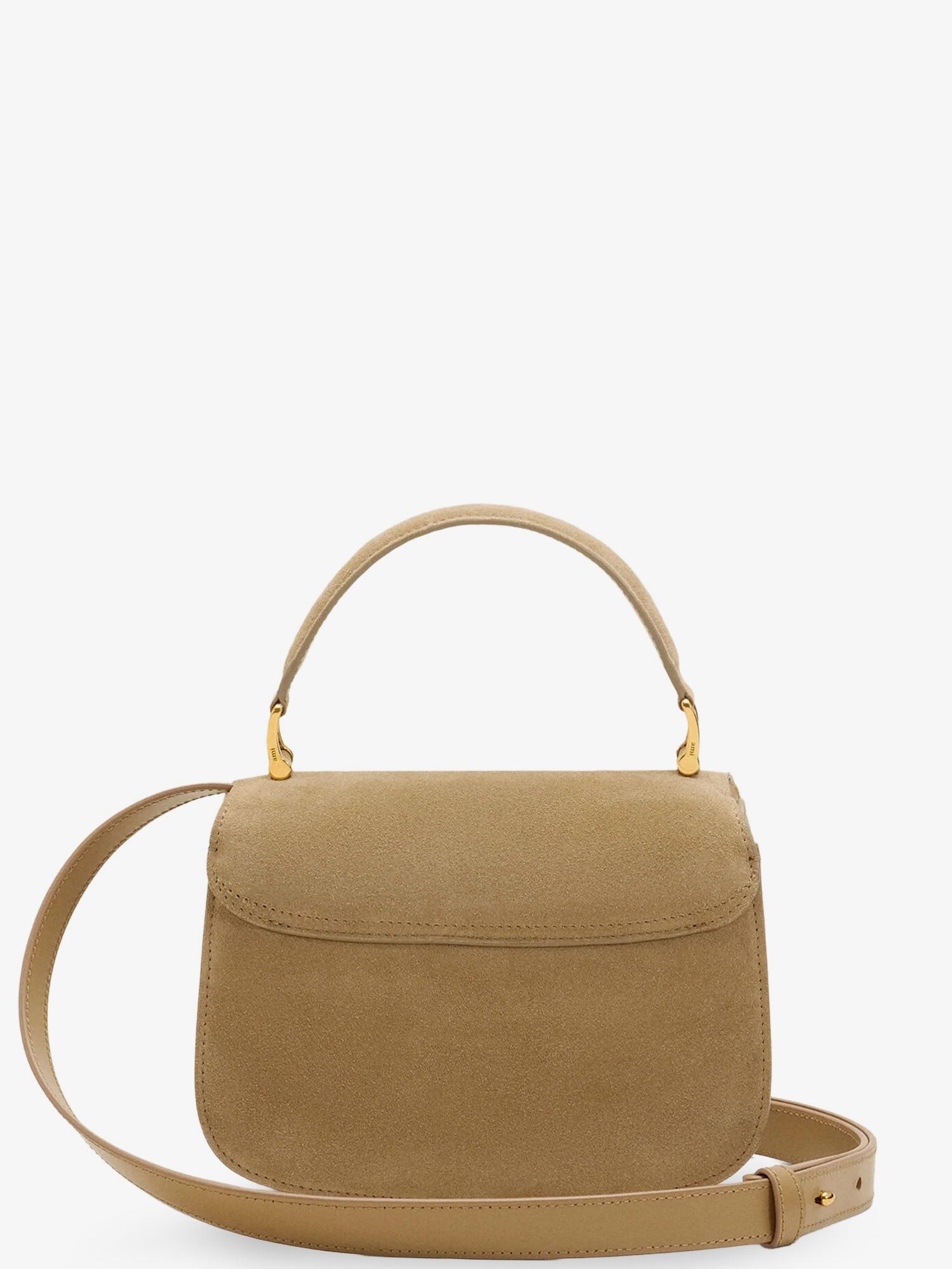 Suede crossbody bag with metal logo on the front - Image 2