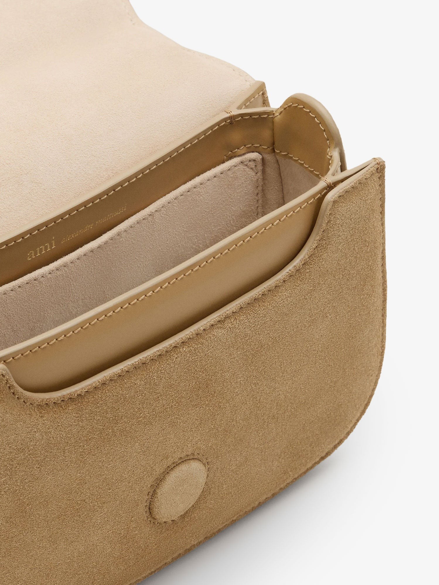 Suede crossbody bag with metal logo on the front - Image 5