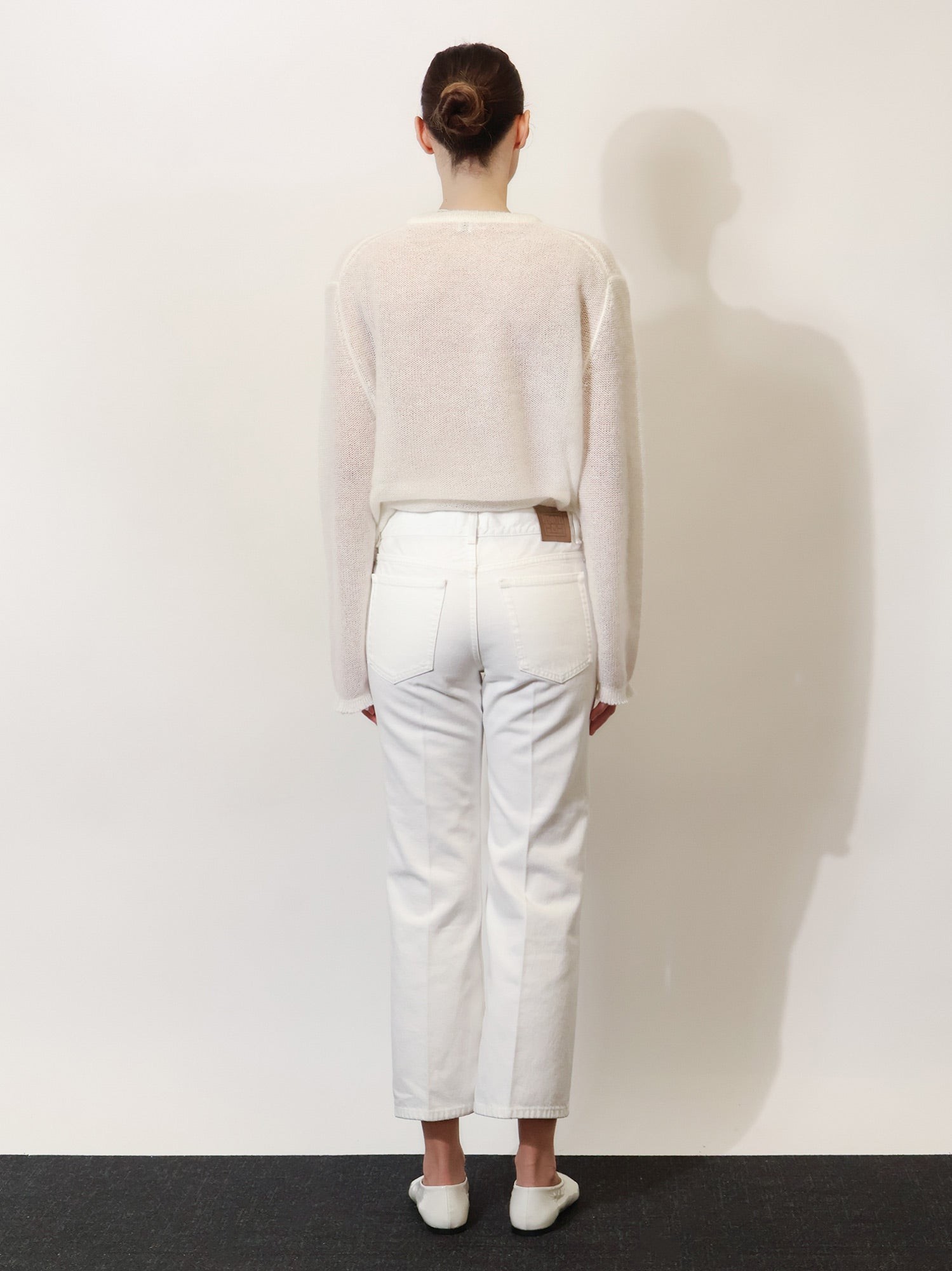 White denim trousers with flared bottom - Image 3
