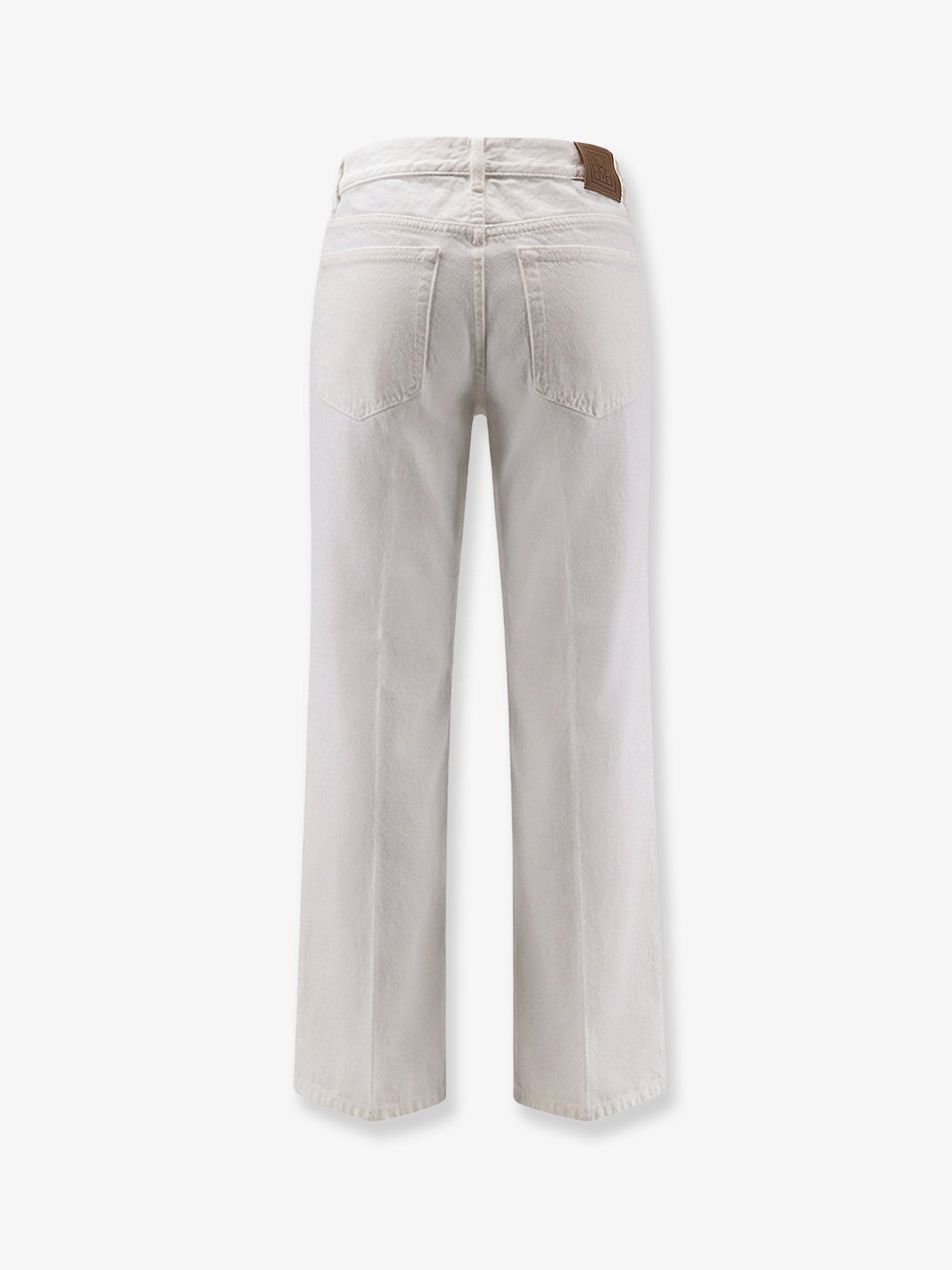 White denim trousers with flared bottom - Image 4