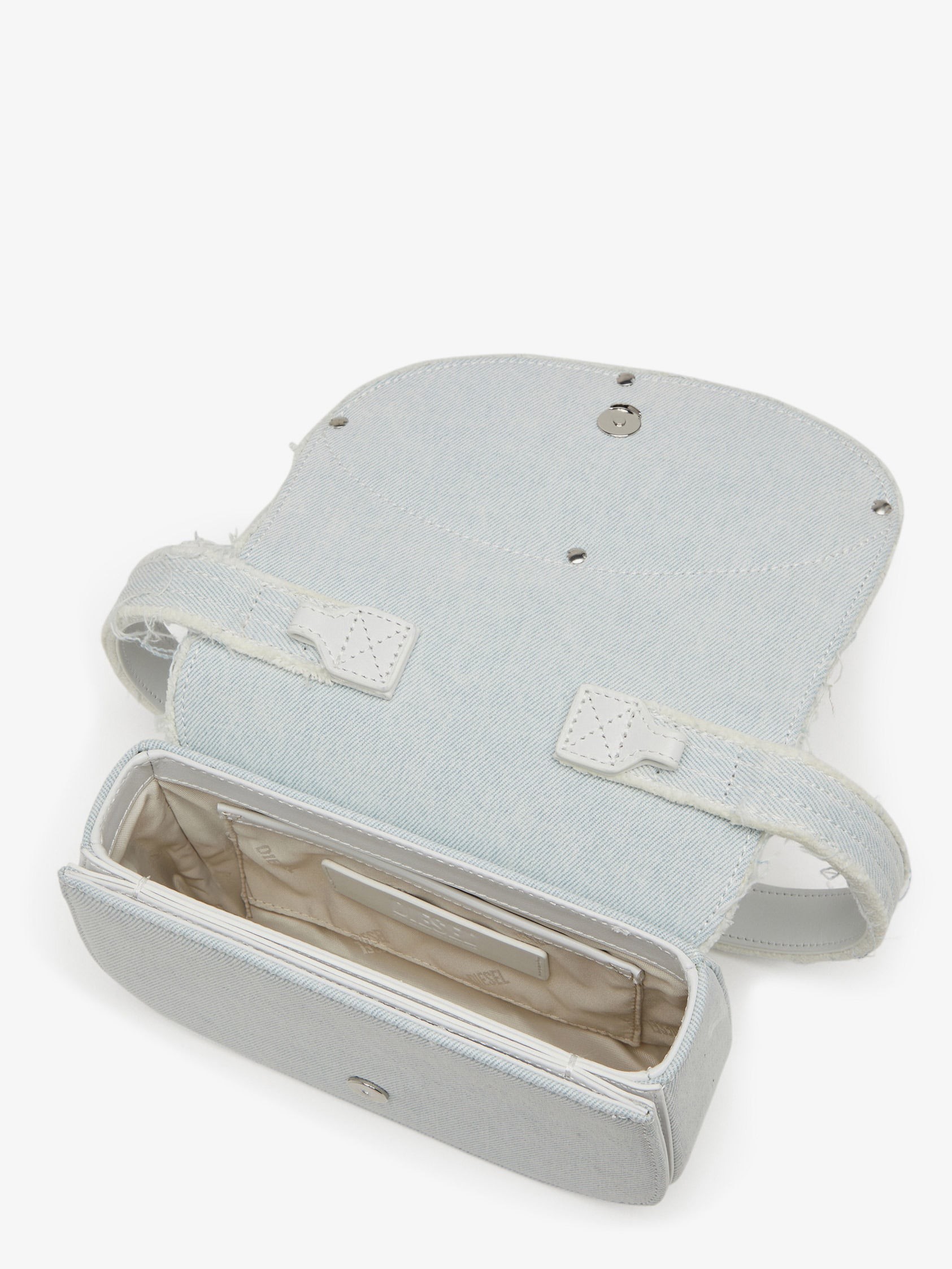 1DR denim shoulder bag with rhinestone D logo - Image 4