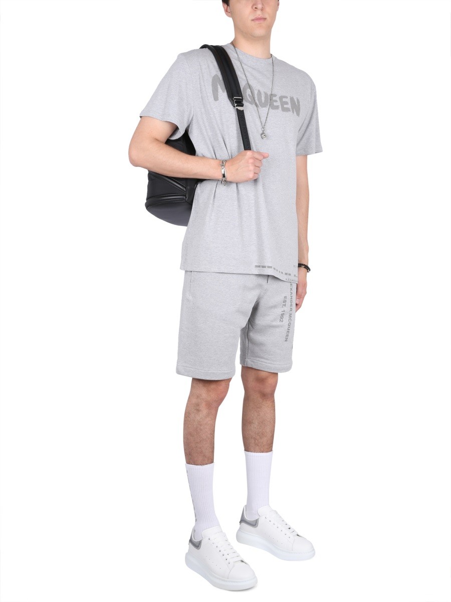 Alexander Mcqueen - BERMUDA SHORTS WITH GRAFFITI LOGO PRINT - Image 2