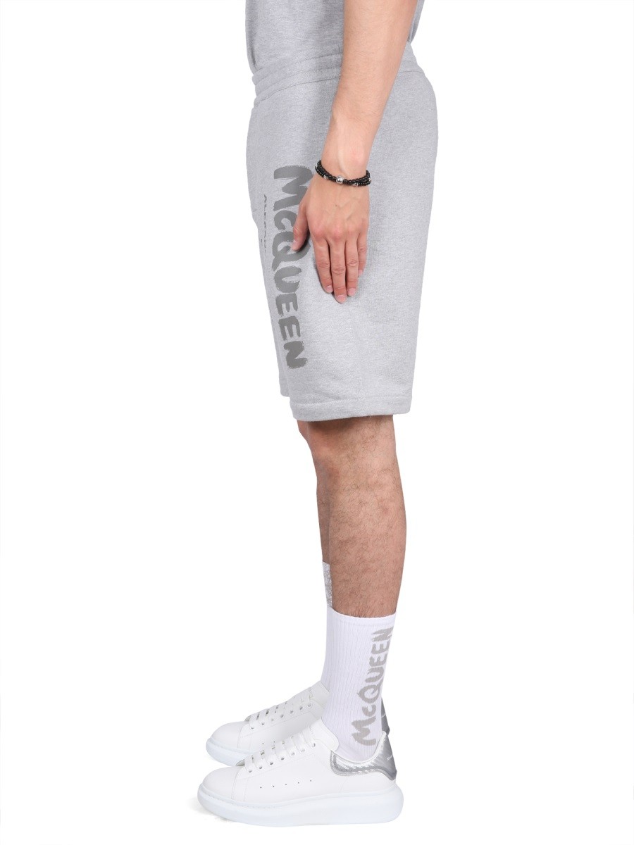Alexander Mcqueen - BERMUDA SHORTS WITH GRAFFITI LOGO PRINT - Image 3