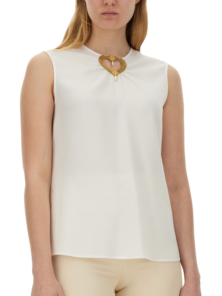 Moschino - BLOUSE WITH HEART APPLIQUE - Image 4