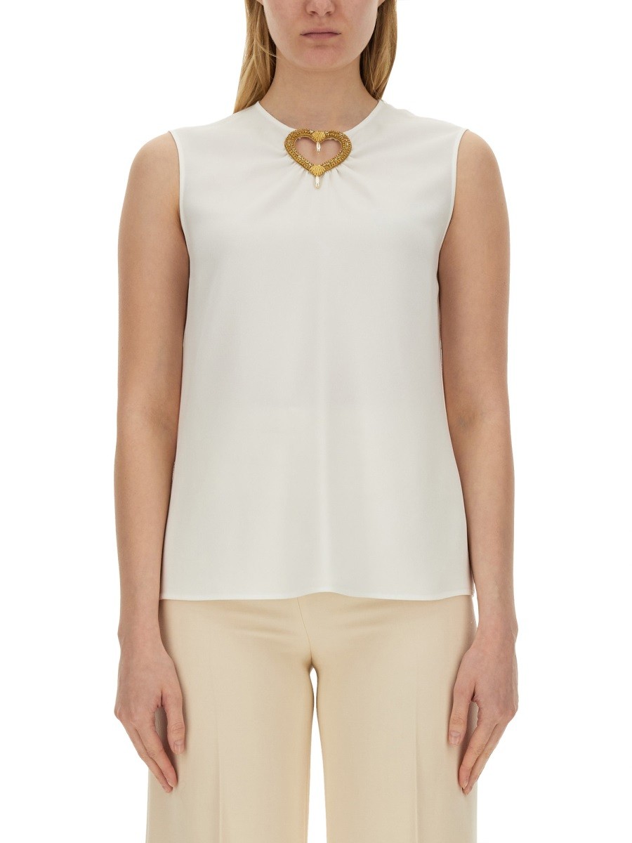 Moschino BLOUSE WITH HEART APPLIQUE