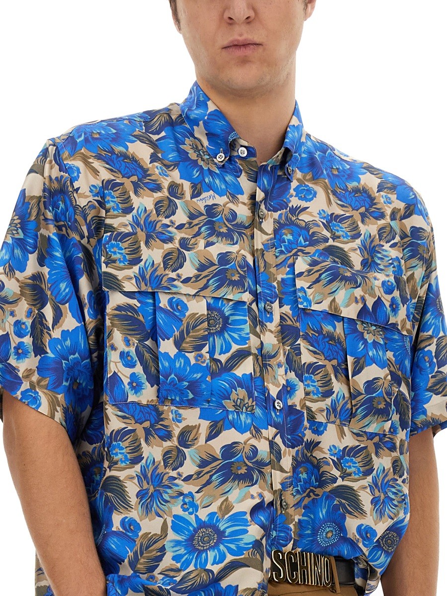 Moschino - BLUE FLOWERS ALLOVER PRINT SHIRT - Image 4