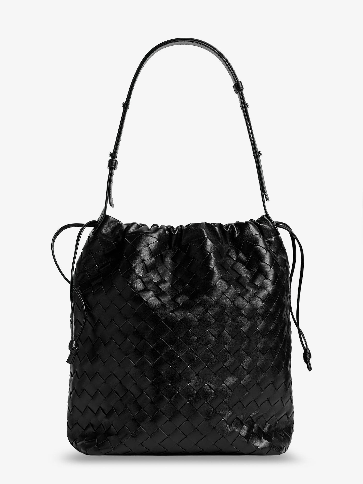 Bucket Intrecciato Biblioteca leather shoulder bag