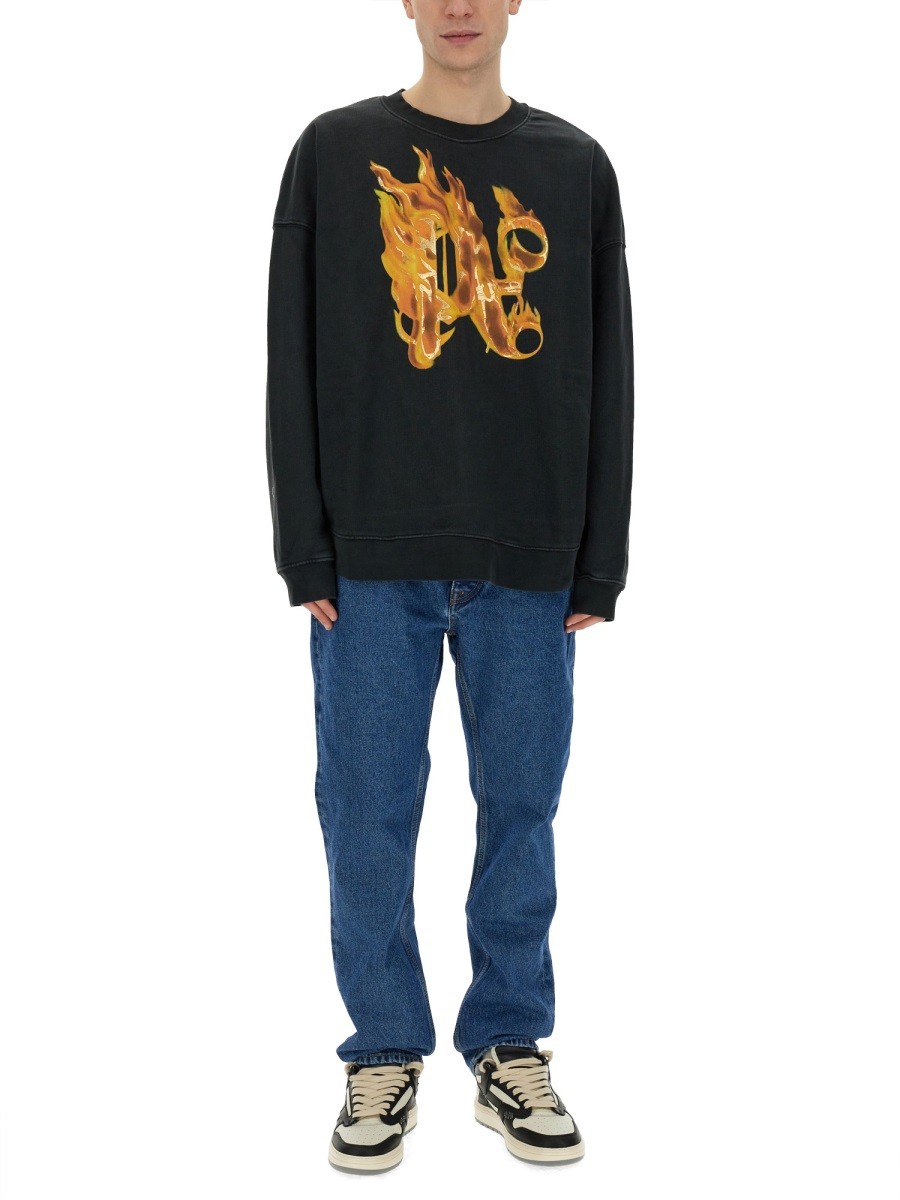 Palm Angels - "BURNING MONOGRAM" PRINT SWEATSHIRT - Image 2