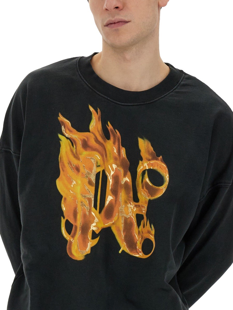Palm Angels - "BURNING MONOGRAM" PRINT SWEATSHIRT - Image 4