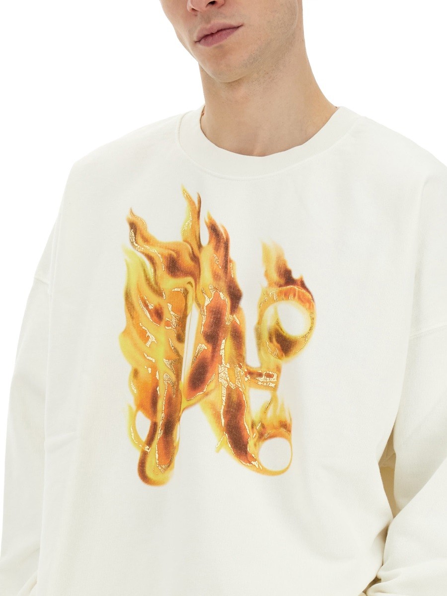 Palm Angels - "BURNING MONOGRAM" PRINT SWEATSHIRT - Image 4