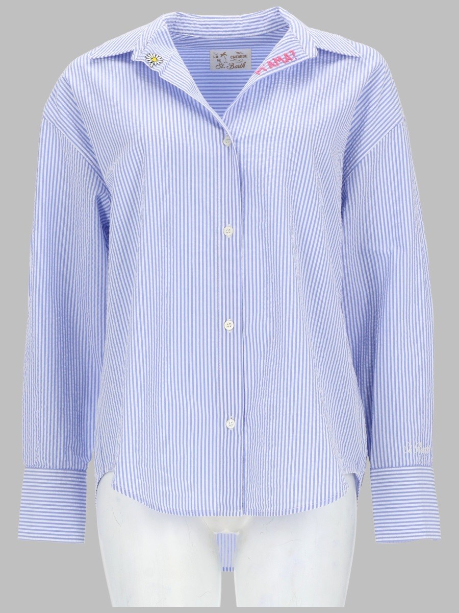 CAMICIA A RIGHE CON RICAMO