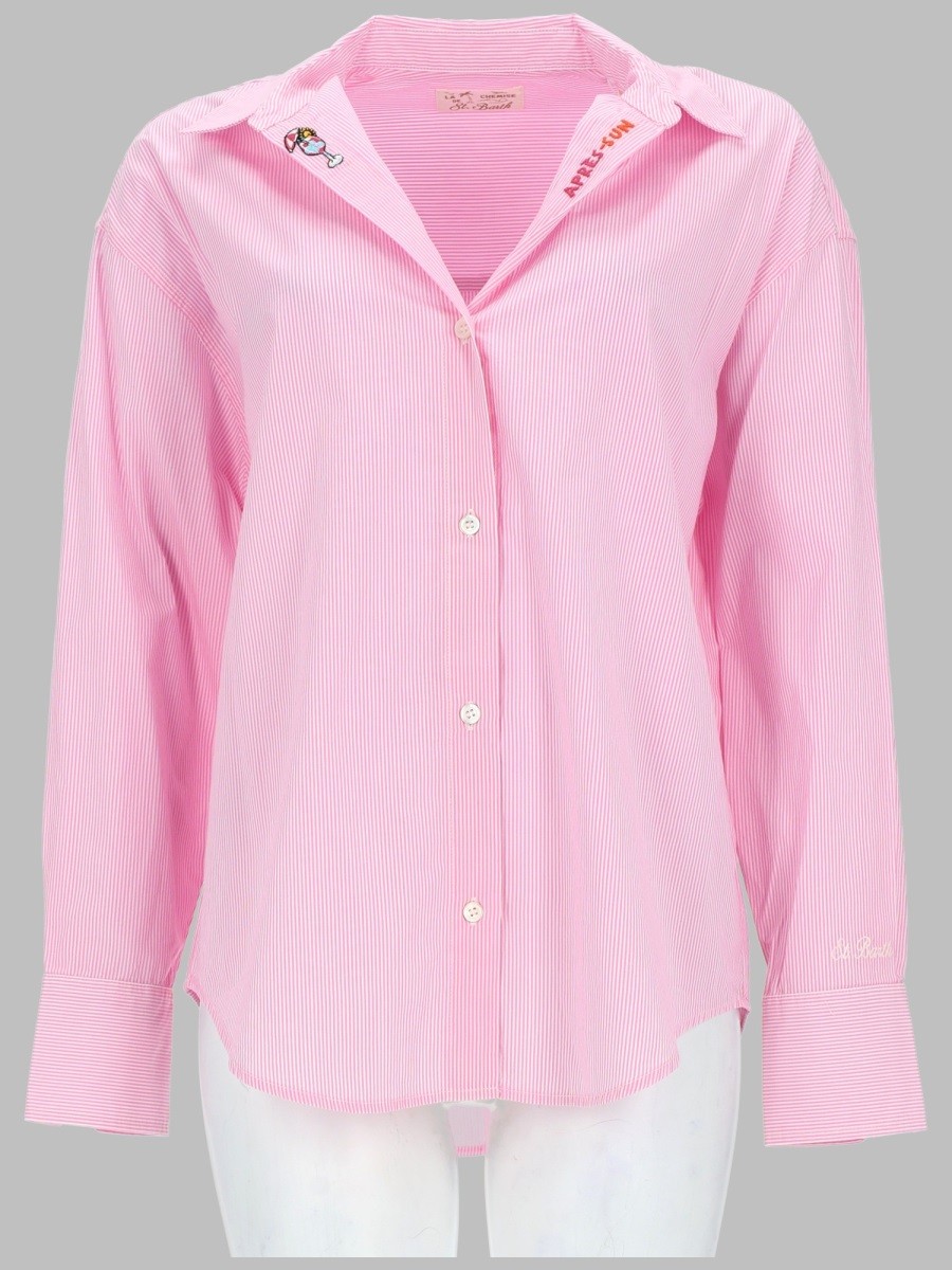 CAMICIA A RIGHE CON RICAMO