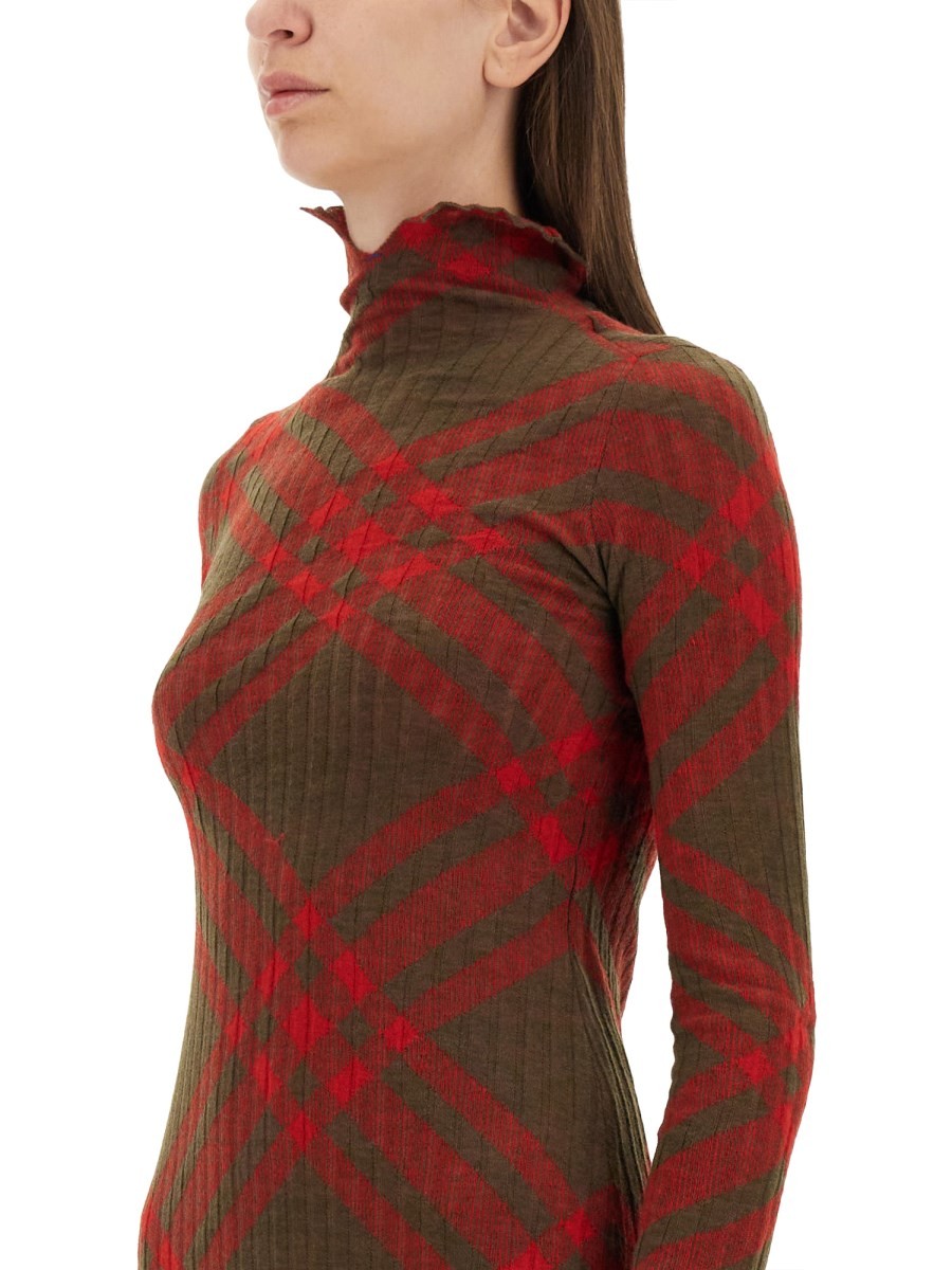 Burberry - CHECK WOOL BLEND DRESS - Image 4