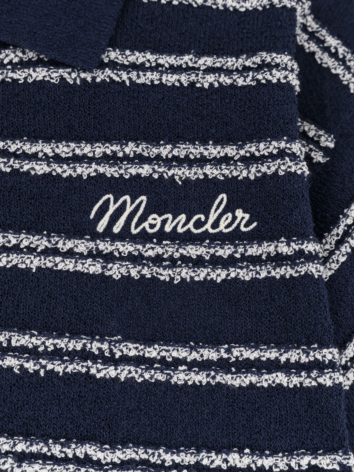 Cotton blend polo shirt with bouclé effect - Image 3