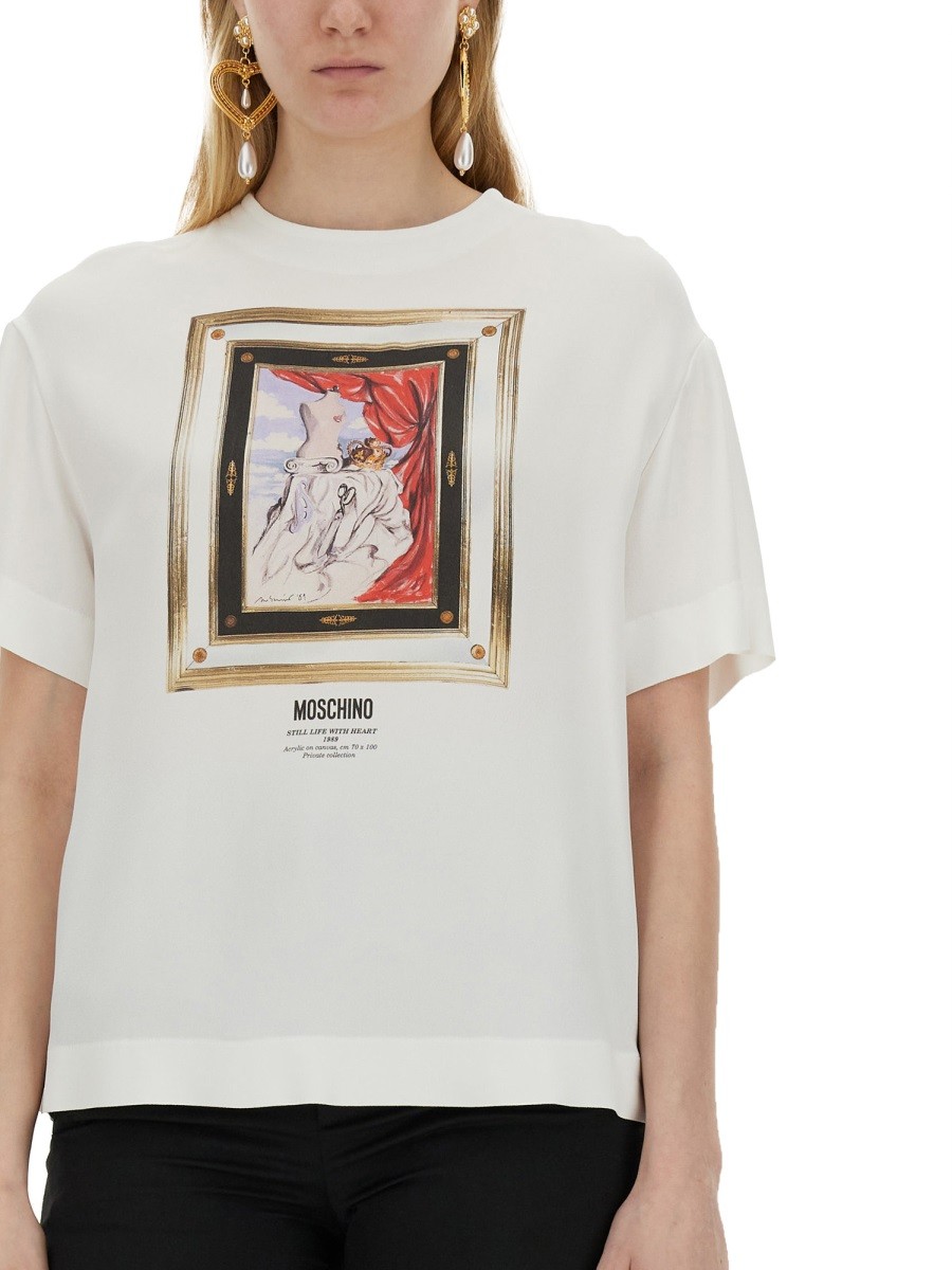 Moschino - ENVER SATIN BLOUSE STILL LIFE WITH HEART - Image 4