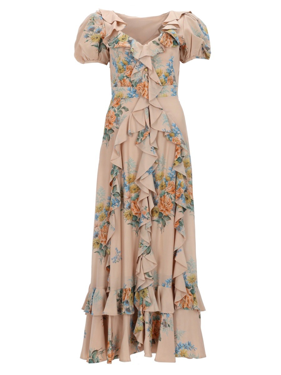 Alexander Mcqueen FLORAL PRINT RUCHED SILK DRESS