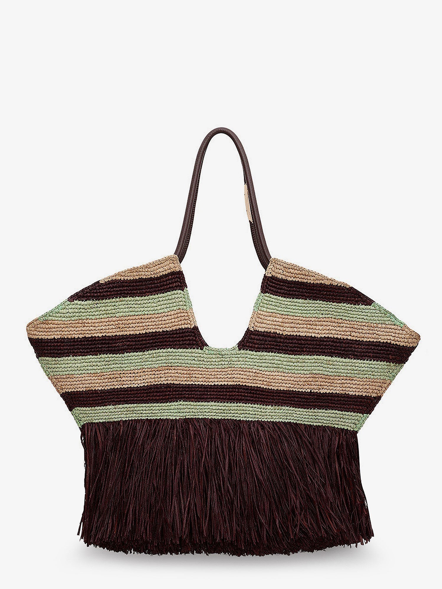 Golden Time rafia shoulder bag with fringe - Image 2