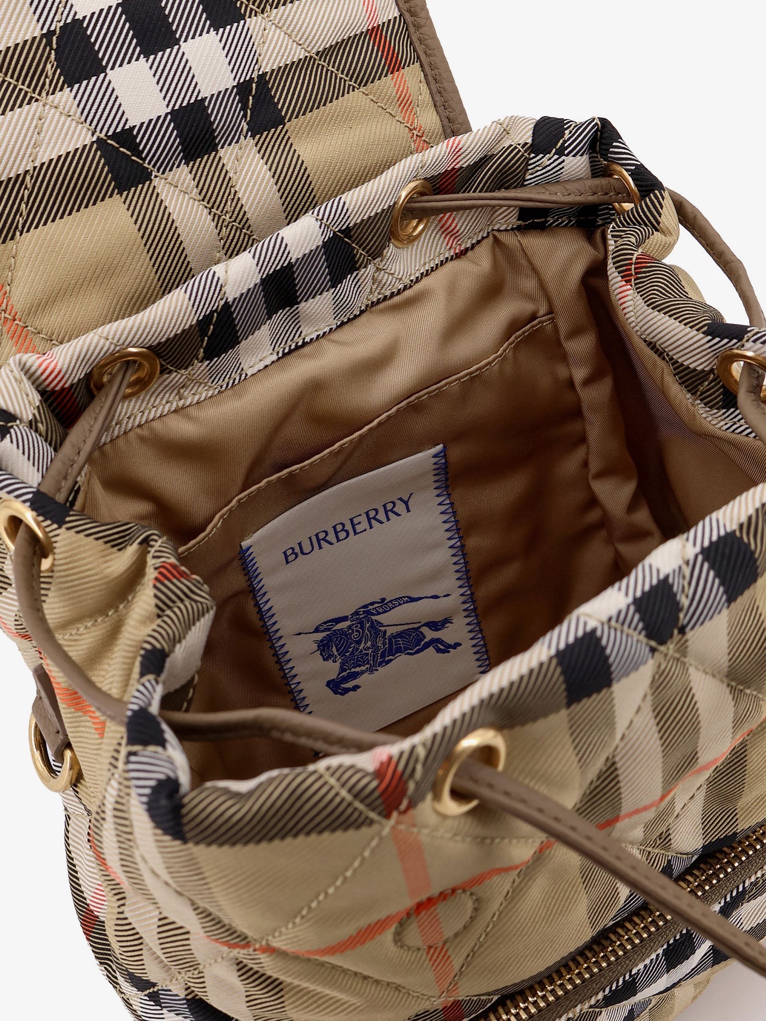 Horseshoe nylon backpack with check pattern - Image 4