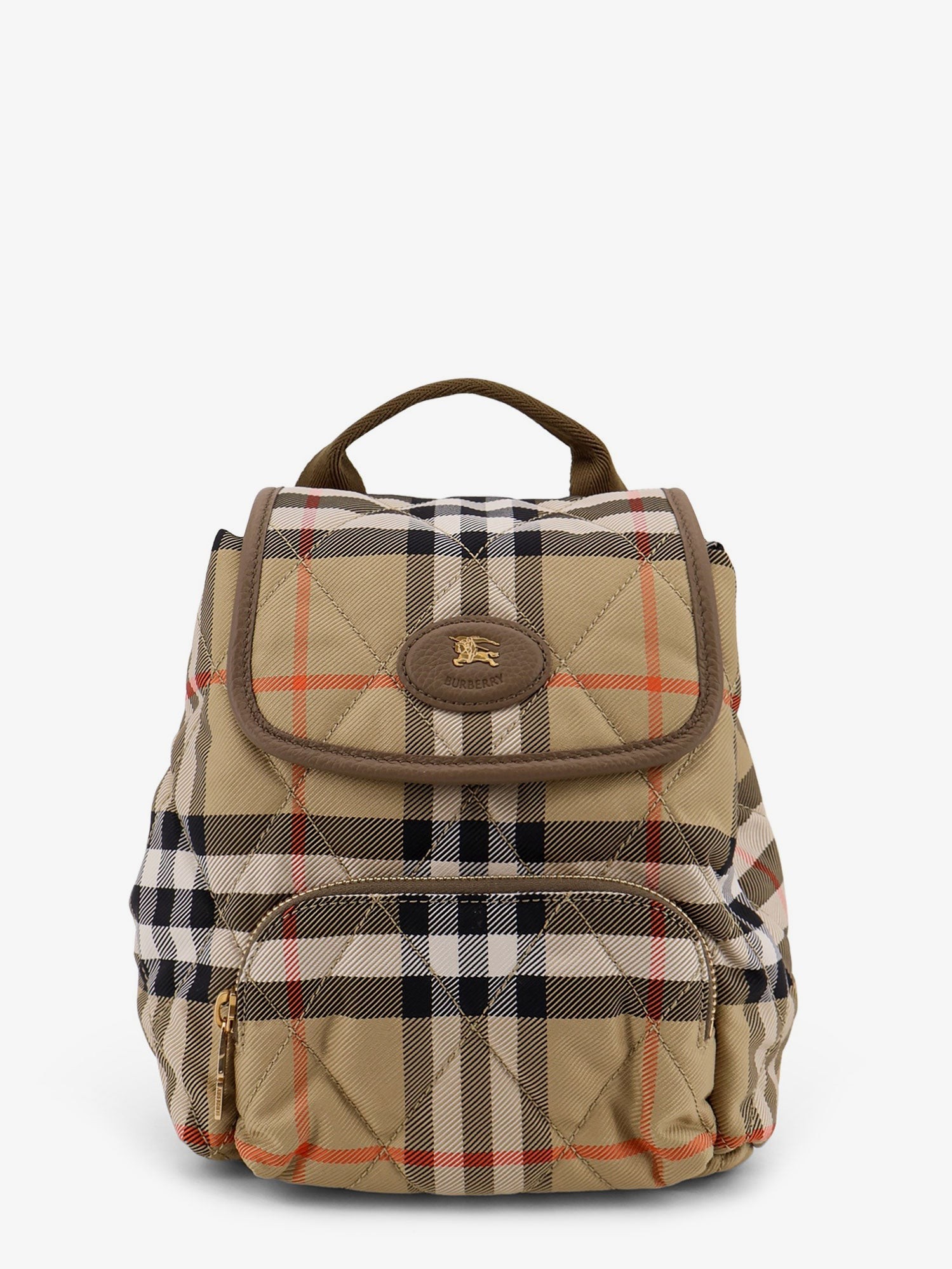 Horseshoe nylon backpack with check pattern