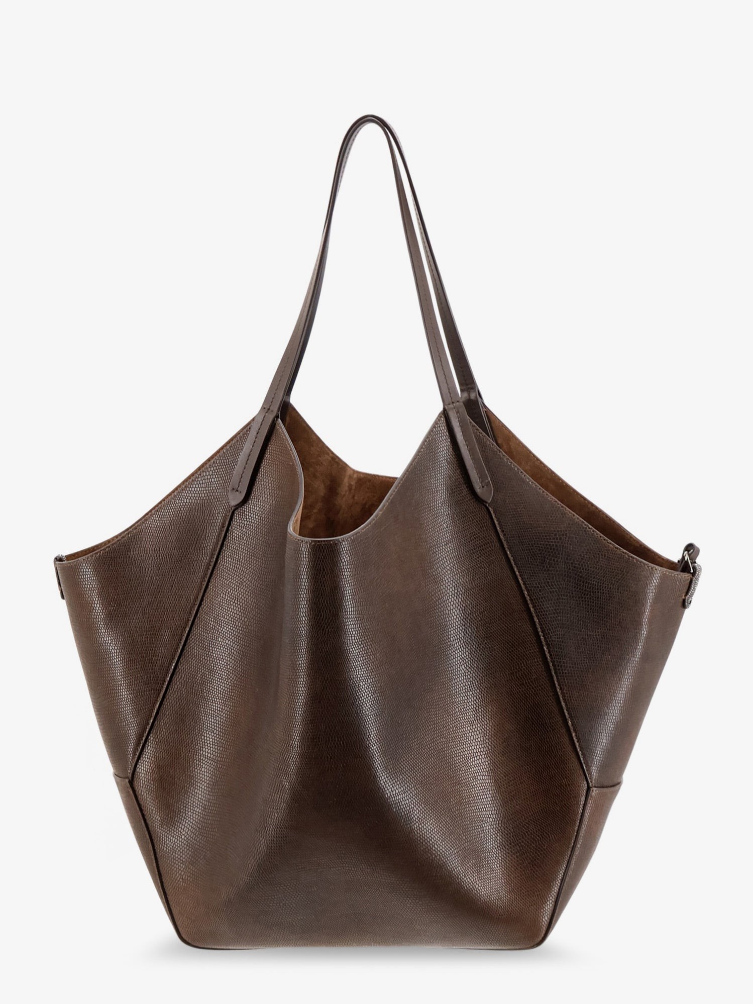 Leather shopping bag with side Monili detail - Image 2