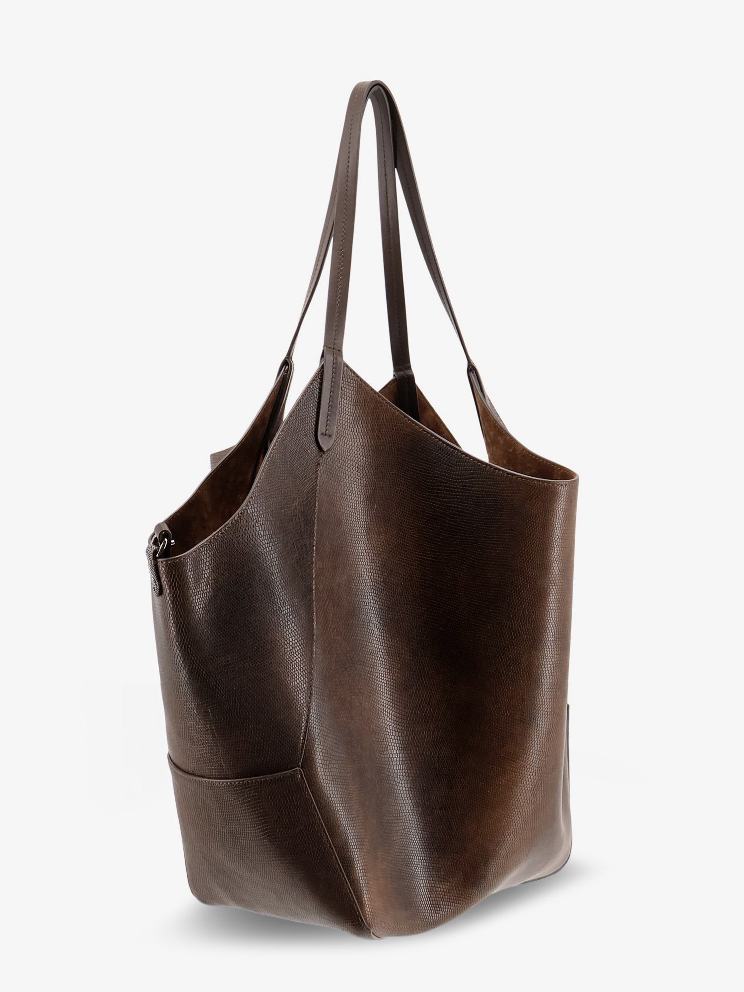 Leather shopping bag with side Monili detail - Image 3