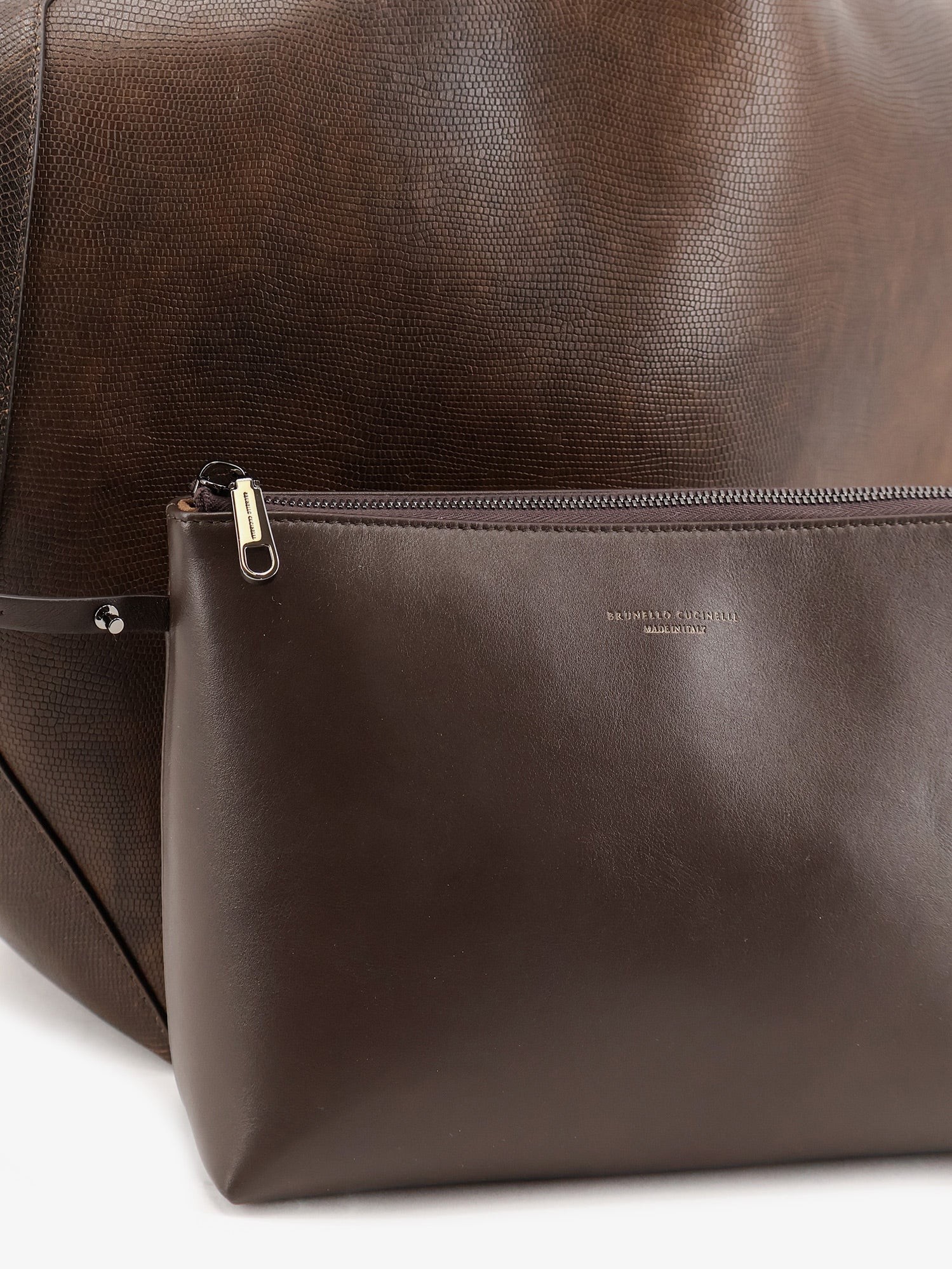 Leather shopping bag with side Monili detail - Image 5