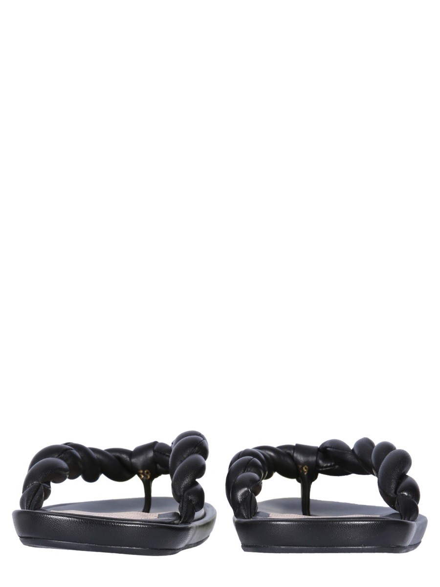 RED (V) - LEATHER SLIDE SANDALS - Image 3