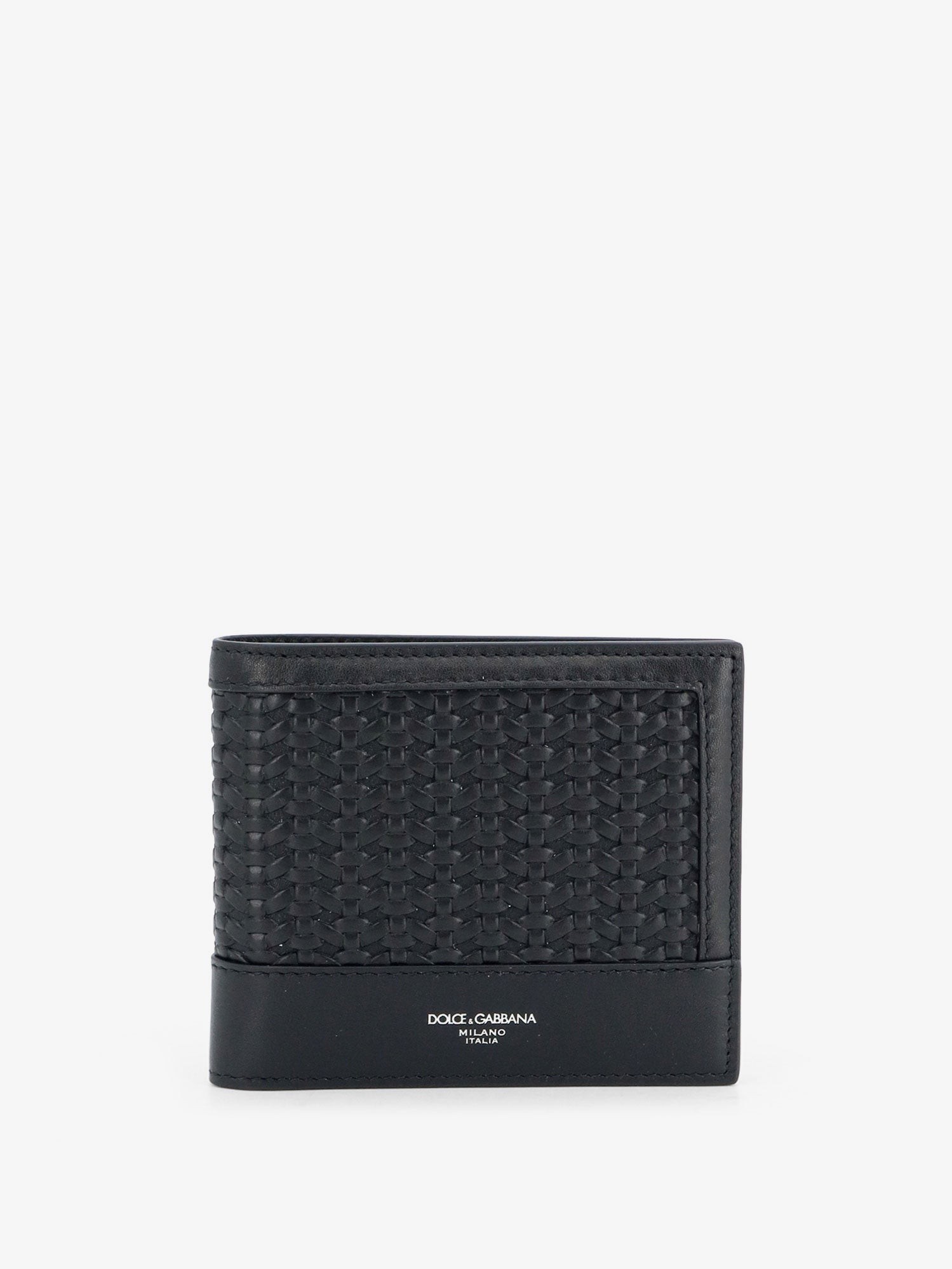 Leather wallet with woven pattern