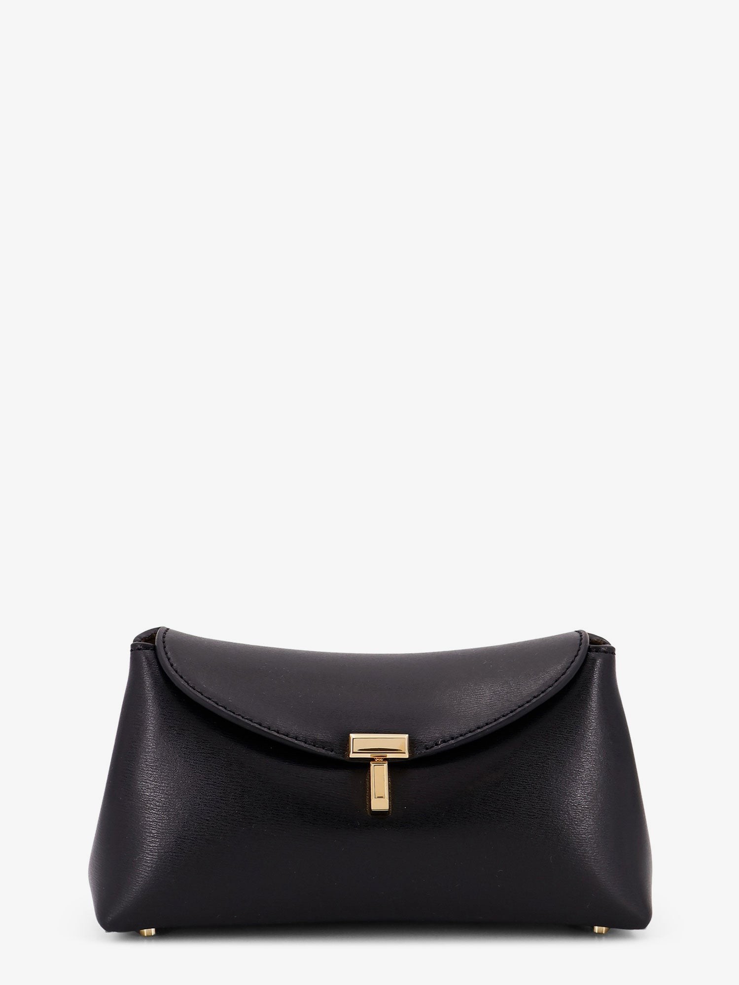 Mini T-Lock leather clutch