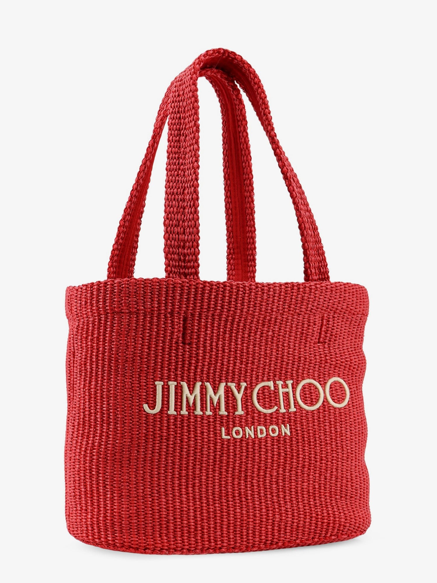 Raffia shopping bag with lettering logo on the front - Image 3