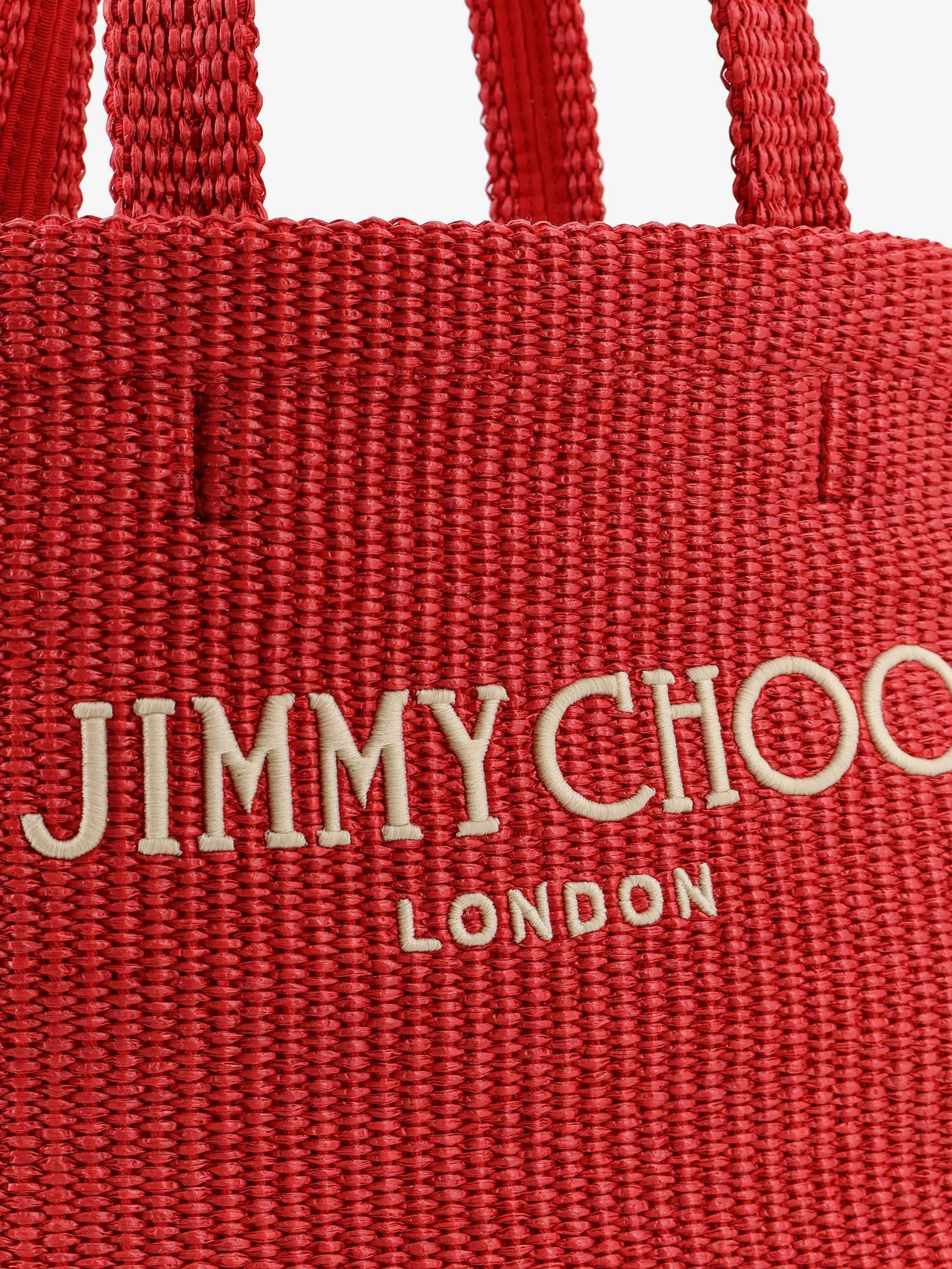 Raffia shopping bag with lettering logo on the front - Image 5