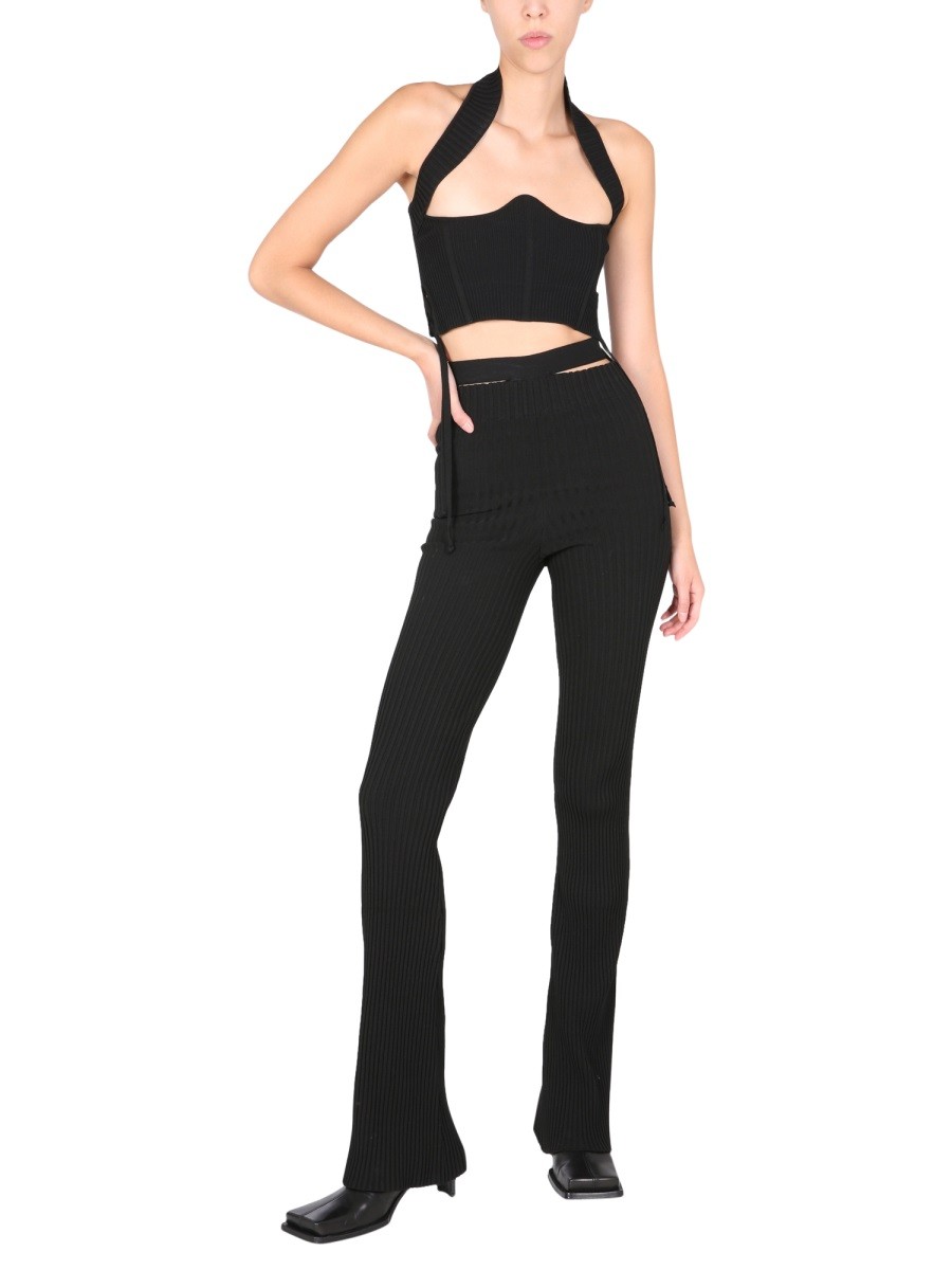 ANDREADAMO RIBBED TROUSERS WITH CUT OUT BELT - Image 2