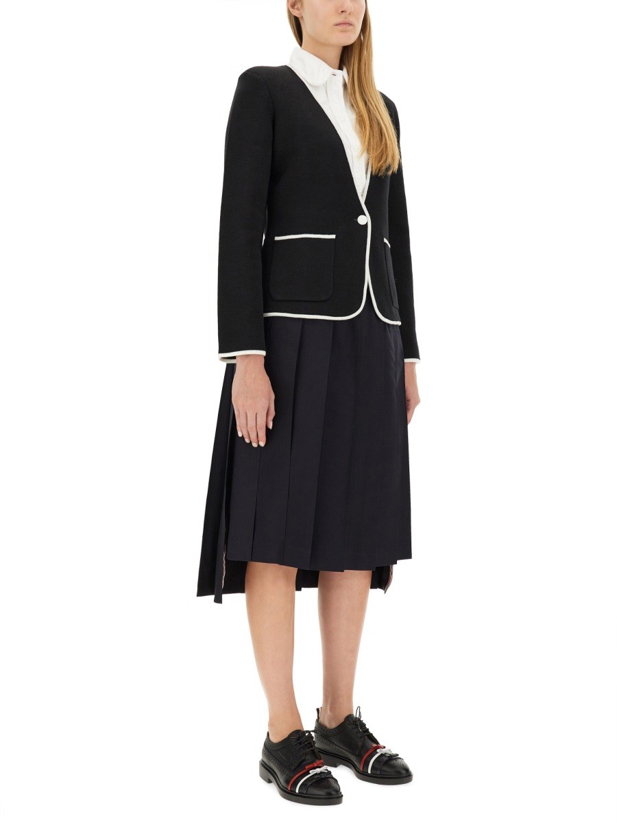THOM BROWNE - SINGLE-BREASTED COLLARLESS JACKET - Image 2
