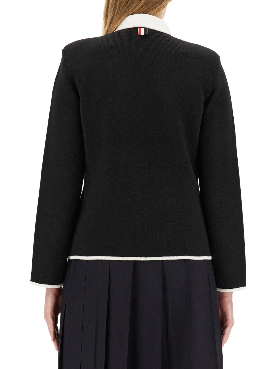 THOM BROWNE - SINGLE-BREASTED COLLARLESS JACKET - Image 3