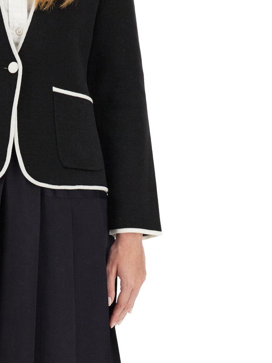 THOM BROWNE - SINGLE-BREASTED COLLARLESS JACKET - Image 4
