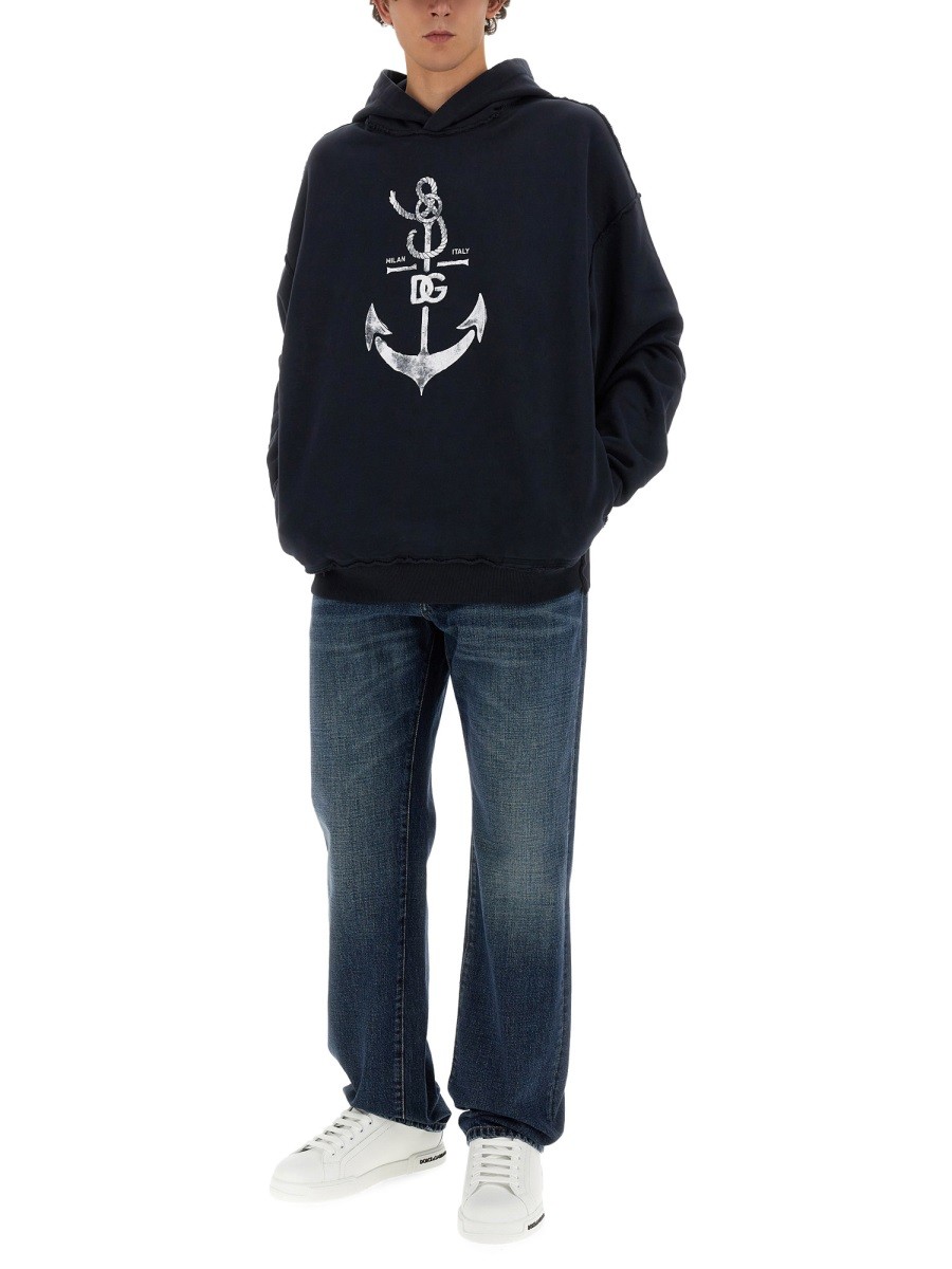 Dolce & Gabbana - SWEATSHIRT WITH NAVY PRINT - Image 2