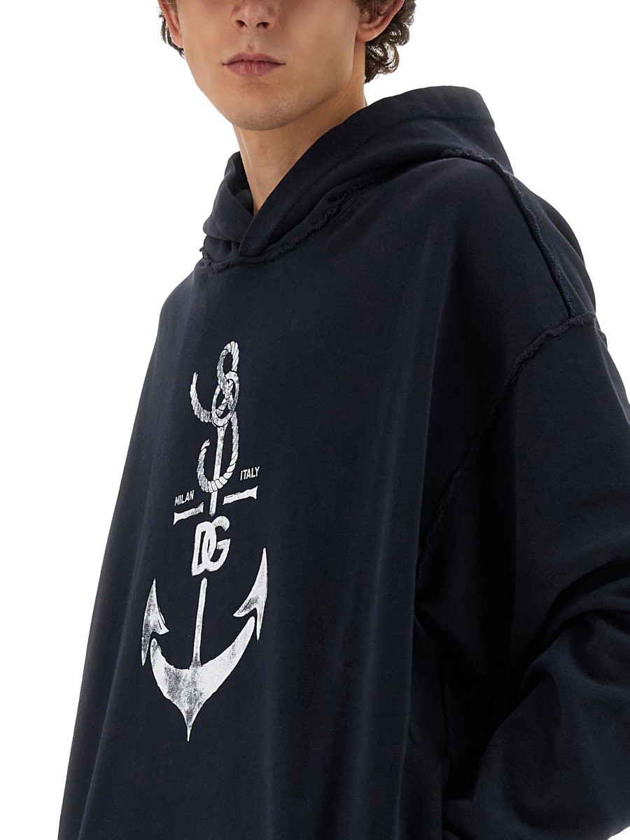 Dolce & Gabbana - SWEATSHIRT WITH NAVY PRINT - Image 4