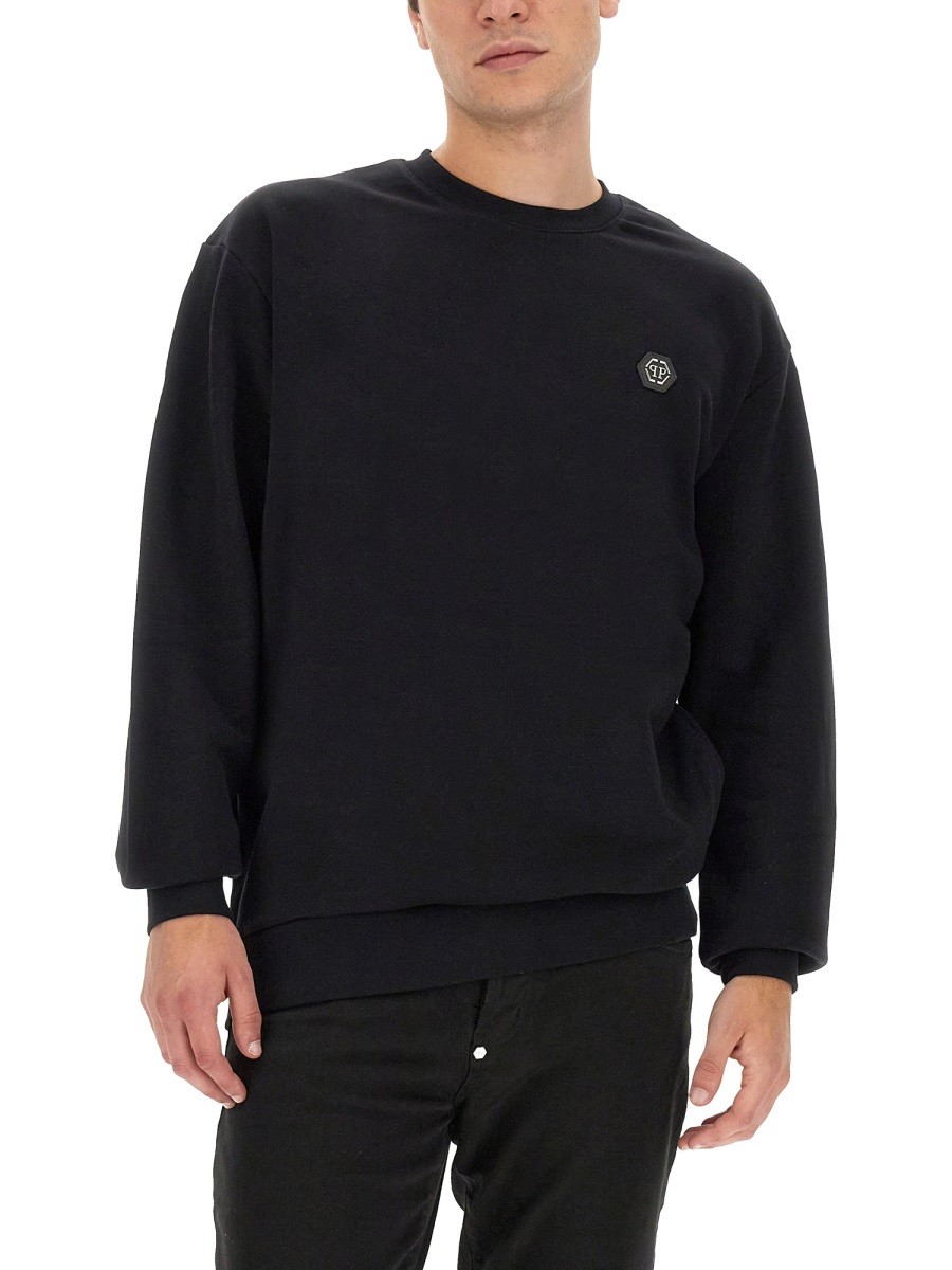 Philipp Plein - SWEATSHIRT WITH RHINESTONE LOGO - Image 4