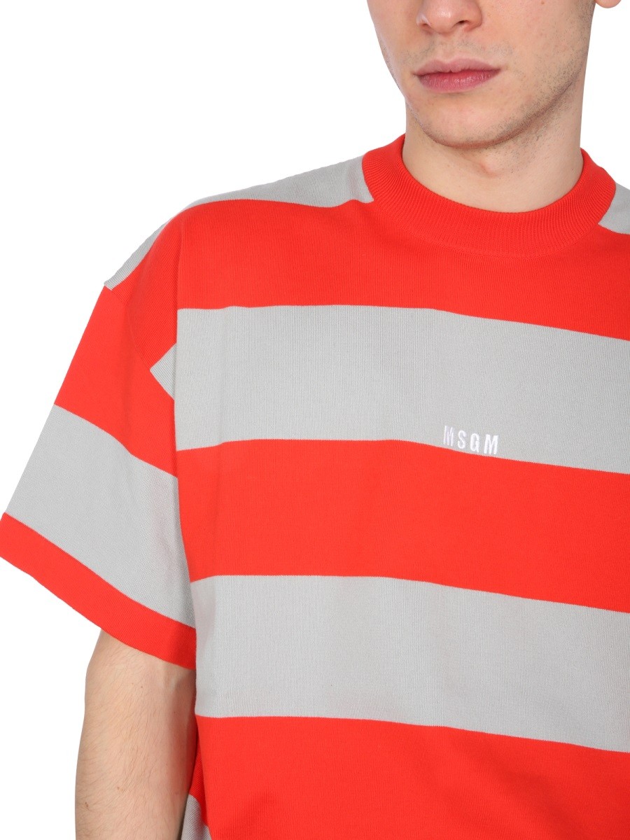 msgm - T-SHIRT WITH EMBROIDERED LOGO - Image 4