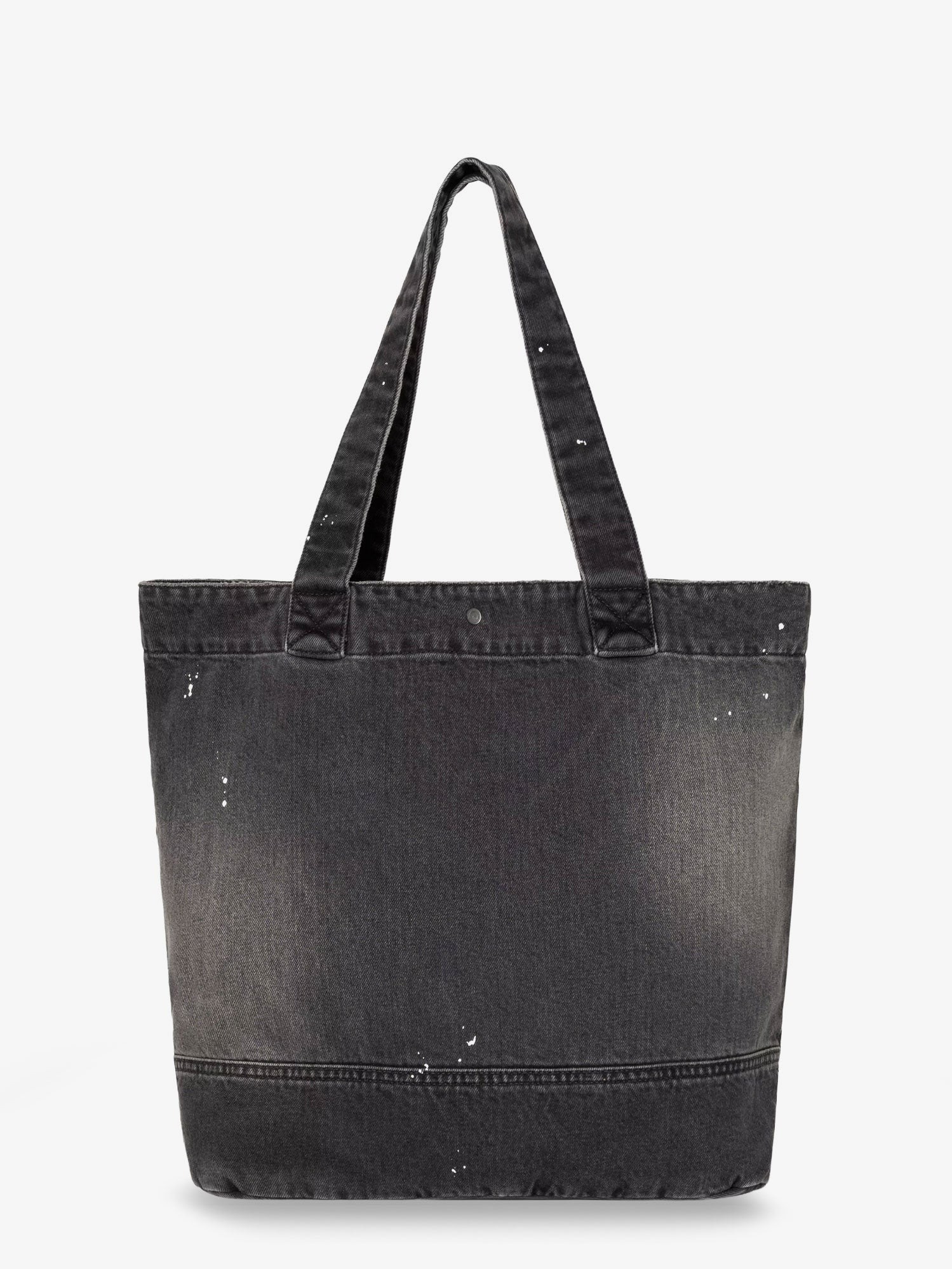 Used-effect black denim shopping bag - Image 2