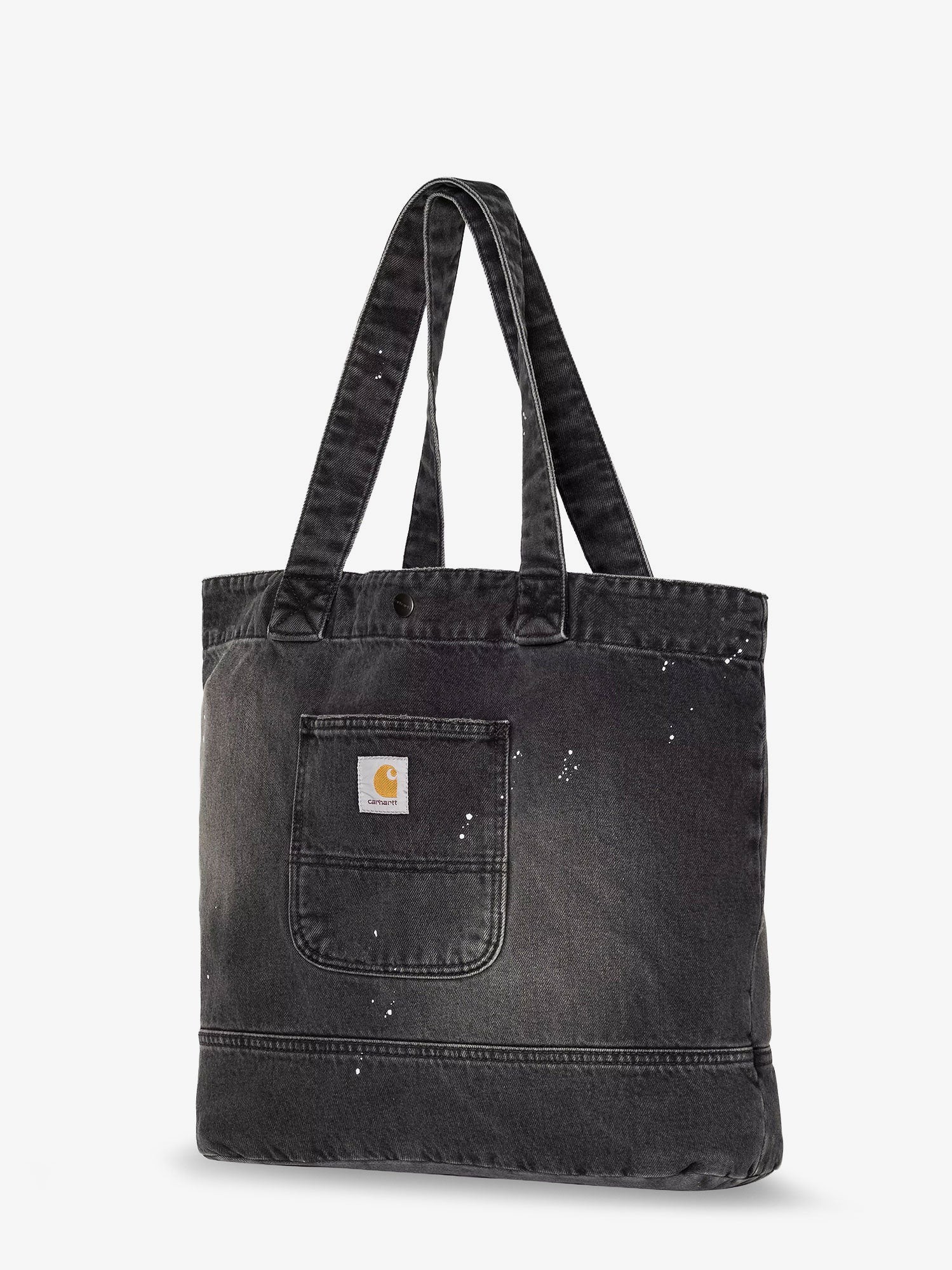 Used-effect black denim shopping bag - Image 3