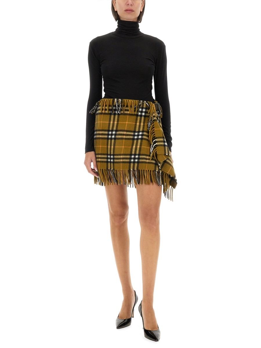 Burberry - WOOL AND CASHMERE CHECK SCARF STYLE SKIRT - Image 2