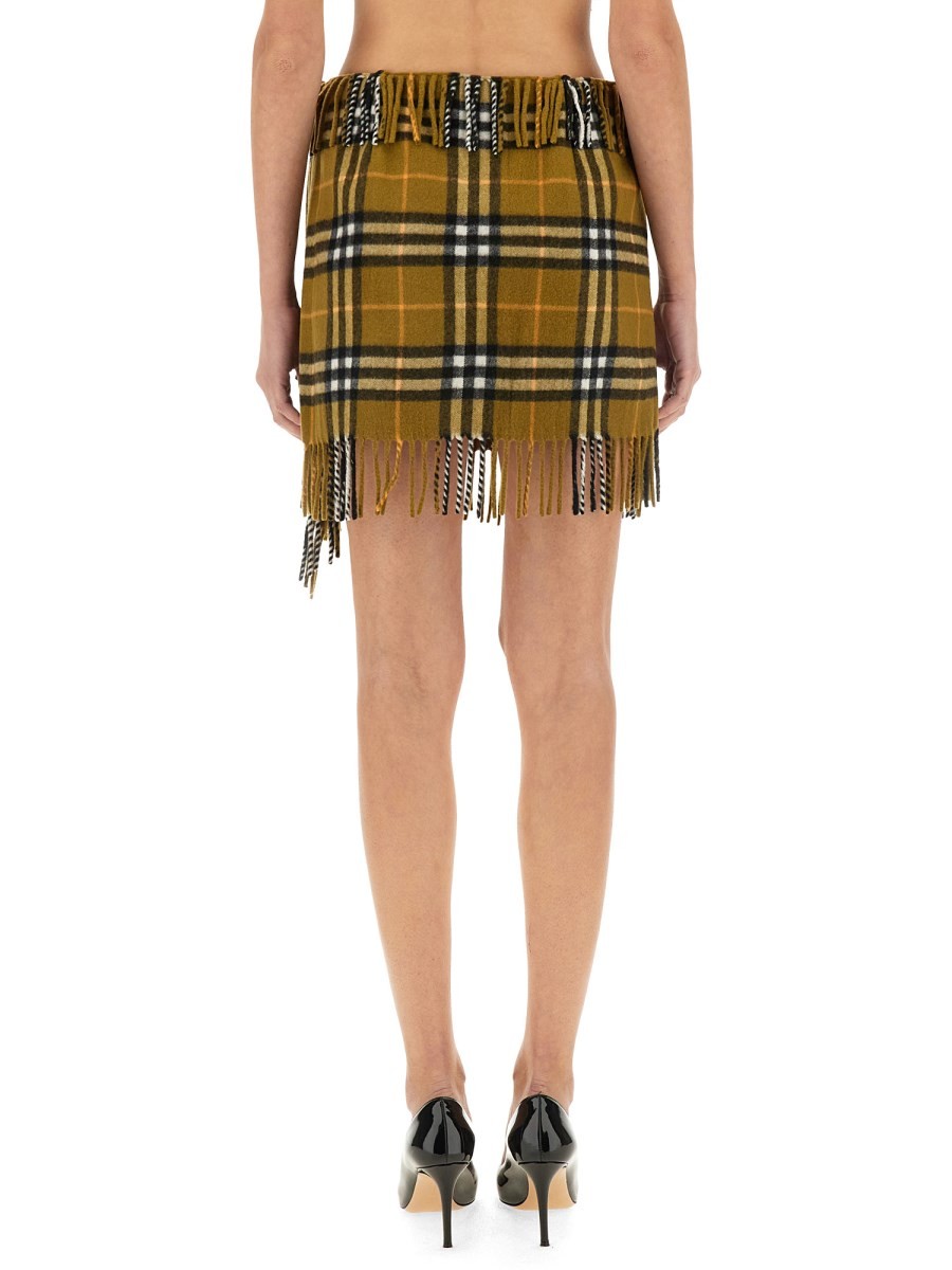 Burberry - WOOL AND CASHMERE CHECK SCARF STYLE SKIRT - Image 3