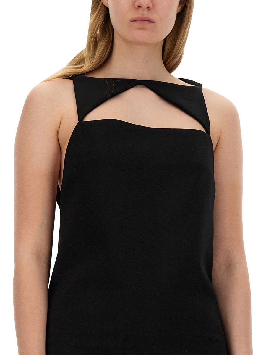 Versace - WOOL BLEND STRAIGHT MINI DRESS WITH CUT-OUT - Image 4
